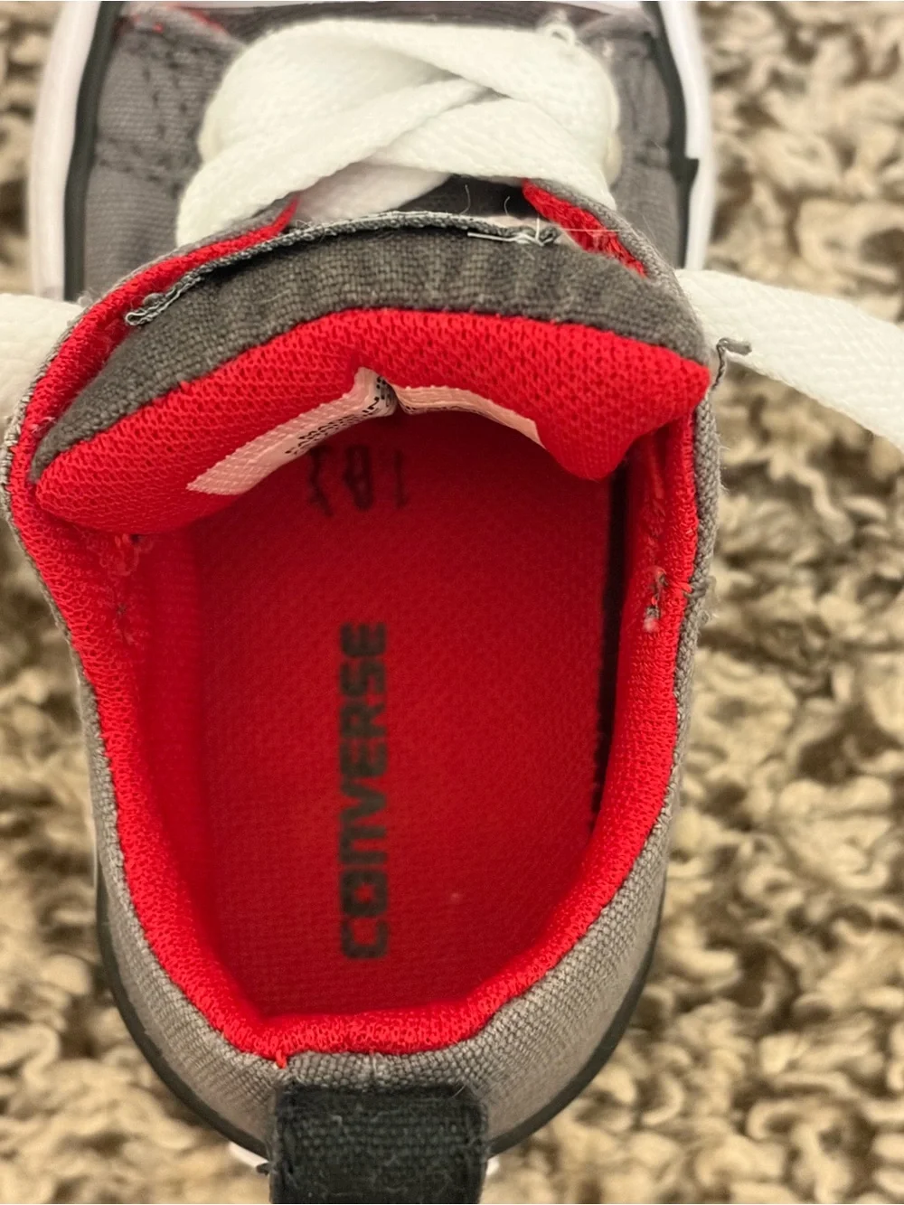 Baby Converse Gray and Red All Star Low-Top Sneakers